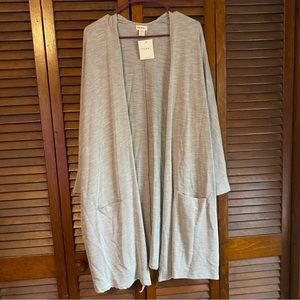 DONNI. Grey/white Stripe Relaxed Fit Cardigan